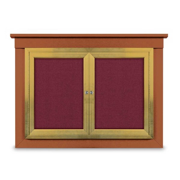24"x36" 1-Door Enclosed Letterboard, Header, Grey Felt/Lt Oak